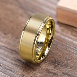 Anillos de racimo ZORCVENS Anillos de tungsteno cepillado de moda simple Anillo de pareja de color dorado clásico para mujeres y hombres Joyería de compromiso de boda G230228