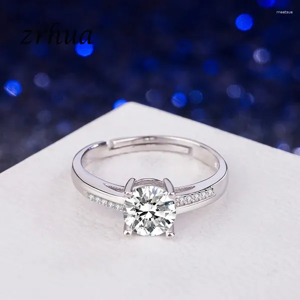 Bagues de cluster ZRHUA Bague de mariage haut de gamme pour femmes Concise classique Mini Zircone cubique Couleur Argent Bijoux de mode Femelle Anel Anillos