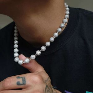 Geclusterde bal ketting ijskoud ball chain vvs moissanite hiphop vol ijsboeddhistische kraalketen