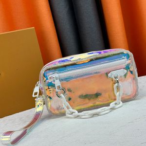 Koppelingszak Pochette Clutch Bags Designer Woman Pvc Clear Bag Transparante make -uptas Zipper Open Cosmetische tas Hoogwaardige Lady Bags Chain Decoratie