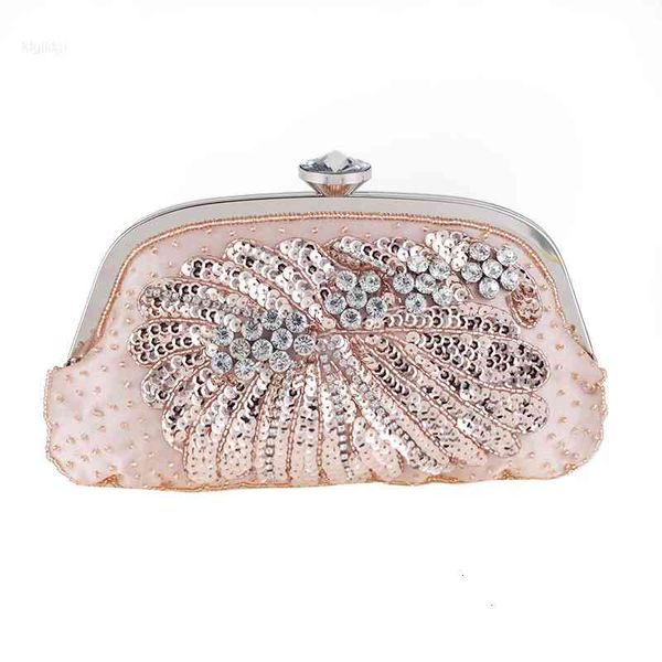 Pochette femmes perles perles sacs de soirée dames argent diamants strass filles pochettes de mariage sac à main rose