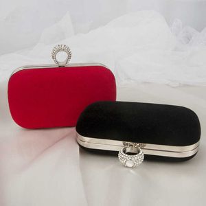 Clutch Bags Black Velvet Quality Clutch Handtas voor Dames 2022 Evening Wedding Luxury Diamond Small Phone Bag Crossbody Schouder Portemonnees 0318V23