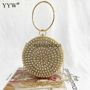 Sacs d'embrayage Diamants Strass Sac À Main Femme Mode Ronde Poignée Supérieure Sacs 2021 Soirée Embrayages Et Bourse Or Sacs À Bandoulière De Luxe H240330