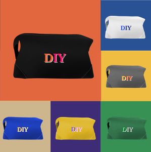 Clutch Bags DIY aangepaste naam aanpassen Hoge kwaliteit Toilettas met rits cosmetische tassen Dames heren Luxe Echt Leer Cross make-up tas Designer Schouderijdelheid