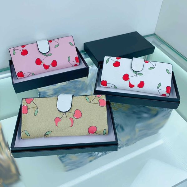 Embrayage Cherry bourse unisexe designer portefeuille femmes coabags sac à main avec boîte de luxe longs sacs à main porte-cartes multiples positions de cartes criées 230915
