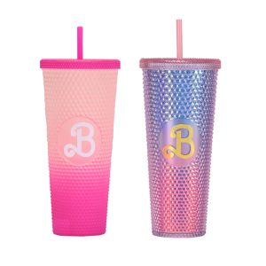 Claquettes 24oz tardifes de gobelet coller de luxe rose b bling diamant tasse de boisson froide avec paille tasse de bouteille d'eau dames pour les bureaux à domicile