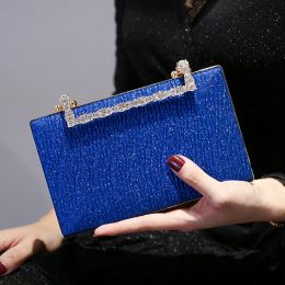 Embrague bolsas azules reales esling plisado embrague bolso de noche femenino