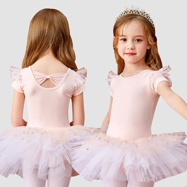 Clyfan Kids Ballet Tutu Robe Ballerina Party Sequins Flower Dance Costume Girls BodySity Bodys Ballet Jupe 240401