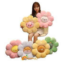 Cm Animaux Fleurs Combiné Peluche Rempli Dessin Animé Plante Coussin Lapin Cochon Dino Doux Siège accessoires Décoration J220704