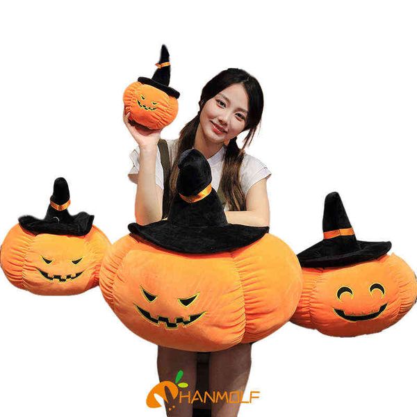 Cm Black Hat Calabaza Abrazos Emocional Maldad Riendo Cara bordada Relleno Elástico Comida Juguete Día de Halloween Fiesta prop J220704