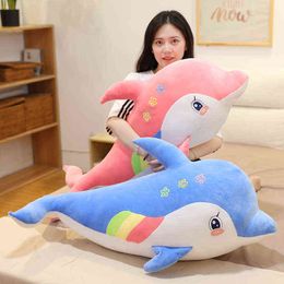 CM Grote pluche dolfijnspeelgoed Gevulde zeedier schattige meisjes pop zachte baby slaapkussen kerst verjaardagscadeau voor kinderen J220704