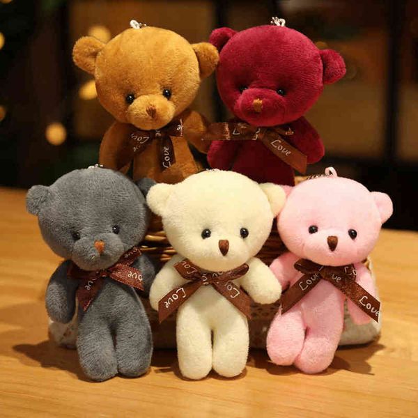 Cm Color aleatorio Kawaii Love Teddy Bear Peluche Juguete Hermoso Mini Tie Dolls Bolsa Llavero Colgante Regalo para niñas J220704