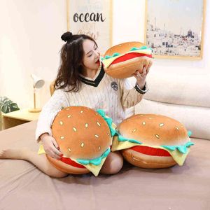 CM Soft Simulation Hamburger knuffelt creatief voedselbroodkussen voor meisjes sofa stoel kussen gevulde schattige verjaardagscadeaus J220704