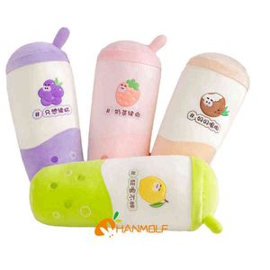 Cm zomer bubble thee plushie gevulde squishy fruitsap fles drink peluche druiven aardbei slaapgezel kussen J220704