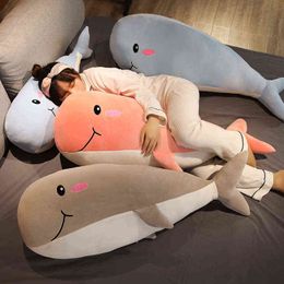CM Super Soft Whale Cuddle Sea Animal Big Size Blue Sussen slaapkussen knuffel speelgoed Kinderen Verjaardagsgeschenk J220704