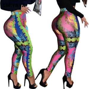 CM.YAYA Paisley Imprimer taille haute moulante crayon pantalon pour femmes streetwear legging mode actif pantalon maigre 211006