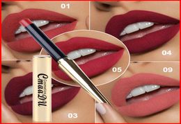 CMAADU 12 kleuren Matte Lipstick Lip Waterdichte make -up blijvende lipstick maquiaGem met gouden kogelvorm Tube6357512