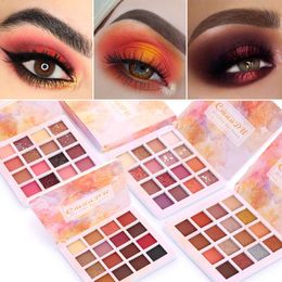 CMAADU 16 kleuren Matte glitter oogschaduw Pallete make -upborstels glinsterende diamant rokerige oogschaduwpoeder pigment cosmetica