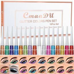 Cmaadu 16 couleurs / ensemble eyeliner liquide à paillettes étanche étanche à l'œil durable maquillage set instrumentos de maquillaje dc08 240325