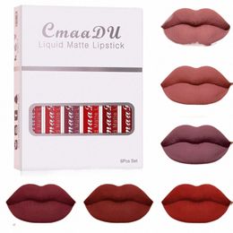 Cmaadu 6Pcs / Set Matte N-stick Cup Rouge à lèvres imperméable Lg-Durable Liquide Pigmenté Brillant à lèvres Maquillajes Para Mujer DC05 l1Hv #