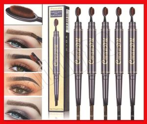 CMAADU Eye Make -up Wenkbrauw Potlood Tandborstel Kop Designborstel 2 In 1 Wenkbrauwpotlood Wenkbrauwborstel Langstijgend waterdichte 5 Colo3655005