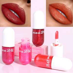 CmaaDu brillant à lèvres paillettes 3.5g rouge à lèvres liquide étanche hydratant 3D cristal gelée brillant à lèvres maquillage