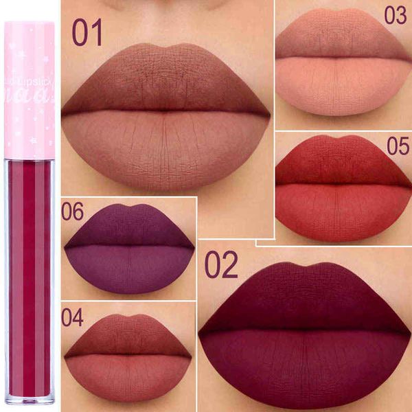 CmaaDu Nuevo Lápiz labial hidratante natural de 6 colores Tubo rosa mate Copa antiadherente Brillo de labios de larga duración Alta calidad