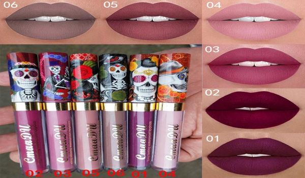 CmaaDu Patrón de Calavera Brillo de Labios de Larga Duración Mate Brillo de Labios Impermeable Moda Larga Duración Labios Productos de Maquillaje 7438617