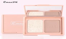 Cmaadu Tweekleurige roze blush Hoogtepuntpoeder Contourpalet Dlicate Natural Wijzig het gezicht Licht dronken naakt Reparatiemake-up P9000706