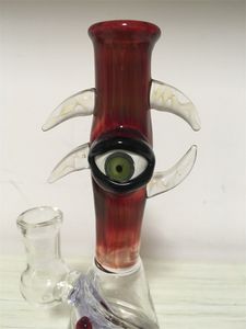 narguilé rouge grands yeux capiteux plates-formes pétrolières 14mm joint coloré eau Bong tuyau en verre