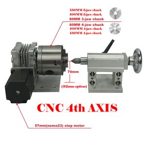 CNC 4e As Draaitafel 4-Jaw 3-Jaw Losse Kop voor Hout Metaal Cnc 3040 6040 6090 router Scheidingskop 80mm Fix met 4 Chuck