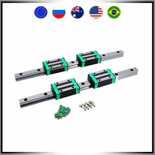 Guías CNC 2 PCS HGR15 Rail de guía lineal de 500 mm + 4 PCS HGH15CA / HGW15CC RODAMIENTOS DE BLOQUEO PARA ROUNTER CNC