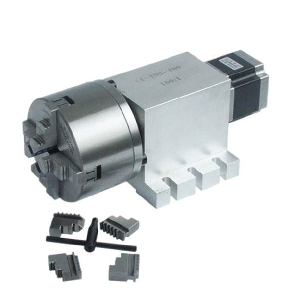 CNC Harmonic Drive Reducer Divide Head 4th Axis 100mm Chuck 3/4 JAW ROTARY AXIS SPEED RATIO RATIO DE 50: 1