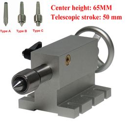 CNC MT2 Activiteitstaartje met 3 koppen middenhoogte 65 mm voor CNC Router Lathe Machine 4th Rotary Axis Telescopic Stroke 50mm