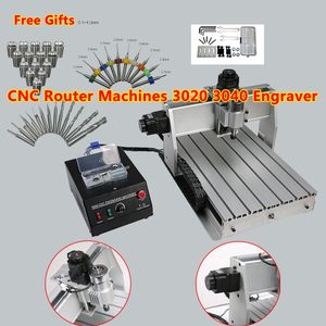 CNC Router Wood Machines 3040 3020 Gravure Frees Snijapparatuur PCB Boor 10 PCS ER11 Collet 14 Sets Knife Bits 220V 110V