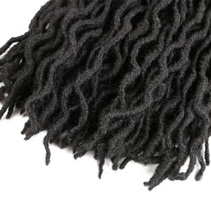 CNE Nu Locs Cabello de ganchillo 18 pulgadas de largo Negro Suave Diosa Faux Locs Cabello de ganchillo Extensiones de cabello ondulado natural Dreadlock