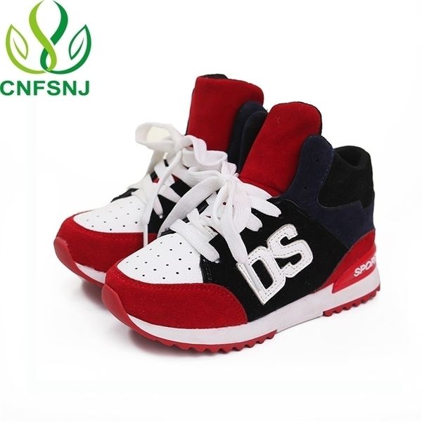 CNFSNJ marque 2019 nouveau printemps automne chaussures de sport enfants pour garçons filles à lacets mode anti-glissante plat avec baskets 26-36 LJ201027