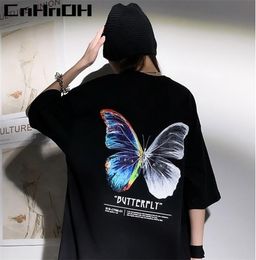Cnhnoh hip hop oversize t-shirt hommes streetwear harajuku couleur papillon tshirt à manches courtes polyester tshipt hiphop lâche A33 2207057156