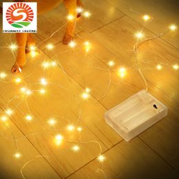 CNSUNWAY 12M 120 LED STRING LICHTEN Batterij bediende warm witte fee -lichten IP65 Waterdichte draadstekker Outdoor/binnen licht Slaapkamer Kerstfeest Wedding Garden