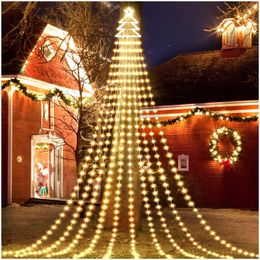 Cnsunway Outdoor Christmas Decorations Star String Light 420 LED Waterdichte watervallichten Tree Topper 8 Verlichtingsmodi String Yard Patio Garden Party