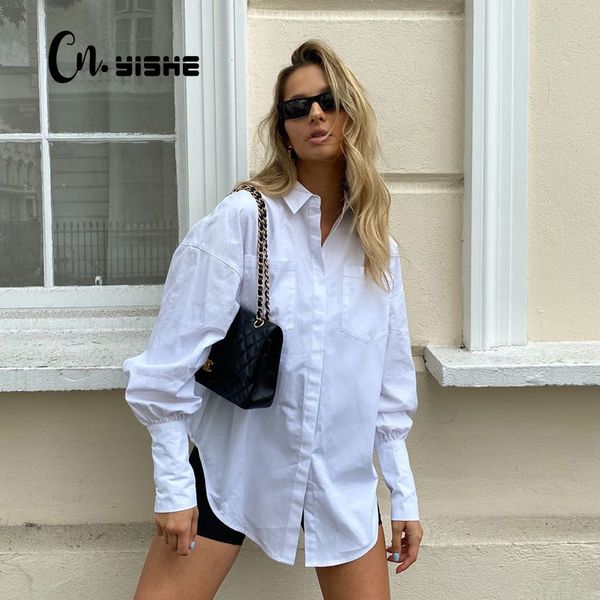 CNYISHE Mode Élégante T-shirts Élégantes Toile Tee Office Lady Solide Noir Blanc Blanc Sleeve T-shirts Sexy Streetwear Top Femme 210419