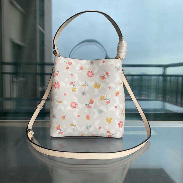 Bolso de mano con estampado de COABAG, bolso de diseñador de cuero, bolsos de cubo grandes, bolso de hombro de lujo para mujer, bolso blanco para mujer 230207