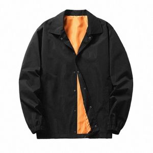 Entrenador Bomber Jacket MenFall Nueva chaqueta impermeable para hombres American Lapel Loose Casual Top Chaquetas para hombres Tough Guy Motorcycle 81WC #