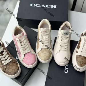 Coaches schoenen Brits stijl dik opgeloste midden hiel C Family schoenen Nieuwe Lace Up Sports Dames Casual Shoestrendy veelzijdige kleurblokkering Flat Designer Coache schoenen 987