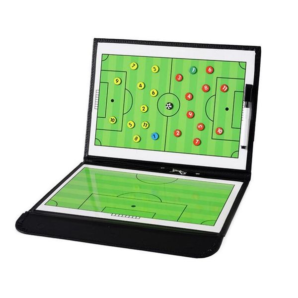 Tablero de entrenamiento, tablero táctico de fútbol plegable, juego de libro de placa táctica magnético para entrenador de fútbol con bolígrafo, portapapeles, suministros de fútbol F206B