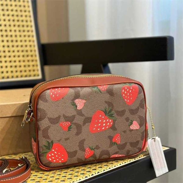 Coag Fraise Caméra Sac À Bandoulière En Cuir Snaps Sac Femmes Designers Sacs À Main C Lettre Imprimer Sac Fourre-Tout Top Fermeture À Glissière Sacs À Bandoulière Femme Bourse Portefeuille