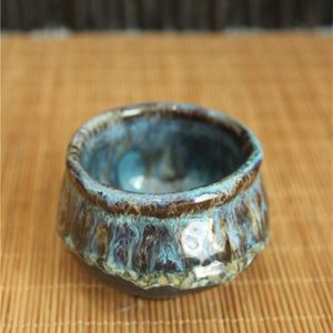 Thé de poterie grossier Master Cup Pur fait à la main en céramique brute four à glaçure fleur bleue verres