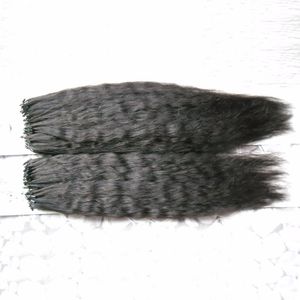Yaki Grossier Extensions de Cheveux Humains Micro Perle Européenne 1g / s 200g / pack Micro Boucle Anneau Cheveux Naturel Noir Remy Pointe Cheveux Crépus Droit