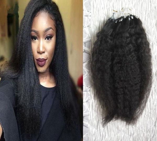 Yaki grossier Micro boucle anneau Extensions de cheveux 1gstrand 100g crépus droit Micro perle lien Extensions de cheveux humains cheveux colorés Locks6972471