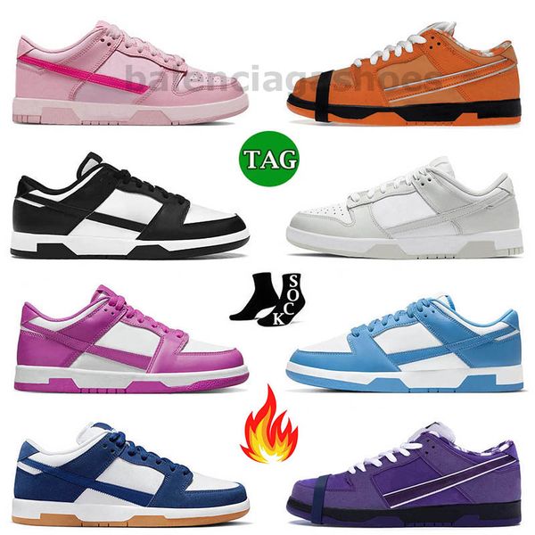 côte noir blanc hommes femmes chaussures baskets designer bas panda gris brouillard fuchsia rose moyen vert olive pomme unc gros bas baskets skateboad 36-47